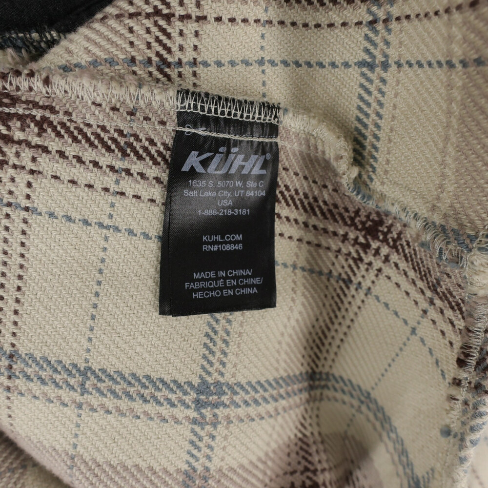 Kuhl Kleo Hoodie Shacket Womens M Cream Plaid Snap Front Fleece Lined Flannel - Picture 9 of 11
